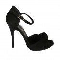 Woman's open shoe with knot and strap in black suede heel 11 - Available sizes:  42, 43