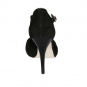 Chaussure ouverte pour femmes avec nœud et courroie en daim noir talon 11 - Pointures disponibles:  32, 34, 42, 43, 46, 47