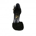 Woman's open shoe with knot and strap in black suede heel 11 - Available sizes:  42, 43