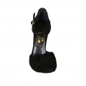 Woman's open shoe with knot and strap in black suede heel 11 - Available sizes:  32, 34, 42, 43, 46, 47