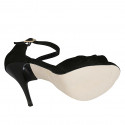 Zapato abierto para mujer con nudo y cinturon en gamuza negra tacon 11 - Tallas disponibles:  32, 34, 42, 43, 46, 47