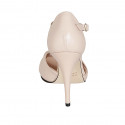 Woman's open shoe with knot and strap in nude leather heel 11 - Available sizes:  43, 46, 47