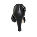 Zapato abierto con cinturon para mujer en piel negra tacon 10 - Tallas disponibles:  42, 43, 44