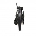Woman's open shoe with laces in black leather heel 10 - Available sizes:  34, 42, 46