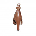 Chaussure ouverte à lacets pour femmes en cuir cognac talon 10 - Pointures disponibles:  32