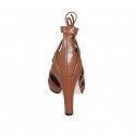 Woman's open shoe with laces in brown leather heel 10 - Available sizes:  32, 34