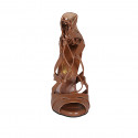 Chaussure ouverte à lacets pour femmes en cuir cognac talon 10 - Pointures disponibles:  32