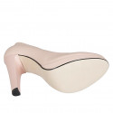 Zapato de salon con plataforma para mujer en piel nude tacon 11 - Tallas disponibles:  42