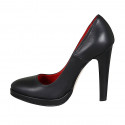 Woman's platform pump in black leather heel 11 - Available sizes:  34