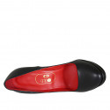 Zapato de salon con plataforma para mujer en piel negra tacon 11 - Tallas disponibles:  32, 34