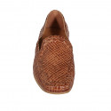 Woman's loafer in tan brown braided leather heel 1 - Available sizes:  44