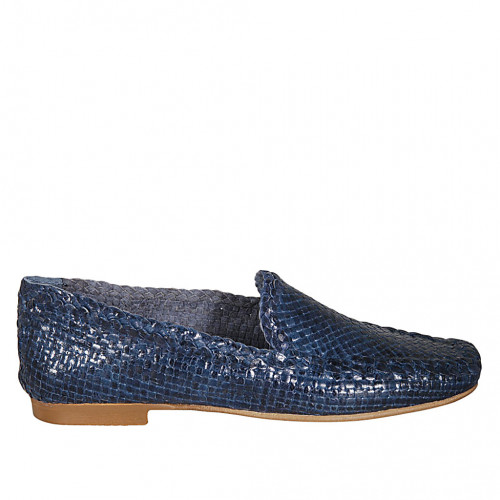 Woman's loafer in blue braided...