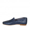 Woman's loafer in blue braided leather heel 1 - Available sizes:  44, 45