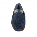 Woman's loafer in blue braided leather heel 1 - Available sizes:  44, 45