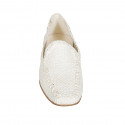 Woman's loafer in white braided leather heel 1 - Available sizes:  32