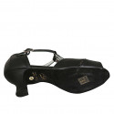 Chaussure de danse avec courroie en cuir noir talon 5 - Pointures disponibles:  32, 33, 34