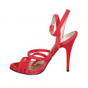Sandalia para mujer con correa al tobillo en gamuza roja tacon 11 - Tallas disponibles:  34, 42
