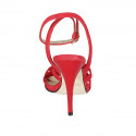 Sandale pour femmes avec courroie à la cheville en daim rouge talon 11 - Pointures disponibles:  34, 42
