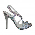 Woman's sandal in multicolored printed laminated leather heel 11 - Available sizes:  42, 43