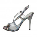 Woman's sandal in multicolored printed laminated leather heel 11 - Available sizes:  42, 43, 44, 47