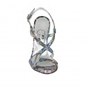 Woman's sandal in multicolored printed laminated leather heel 11 - Available sizes:  42, 43, 44, 47