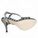 Woman's sandal in multicolored printed laminated leather heel 11 - Available sizes:  42, 43, 44, 47