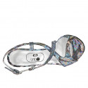 Woman's sandal in multicolored printed laminated leather heel 11 - Available sizes:  42, 43