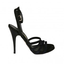 Woman's sandal with anklestrap in black suede heel 11 - Available sizes: 42, 43