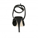 Sandalo da donna con cinturino alla caviglia in camoscio nero tacco 11 - Misure disponibili: 42