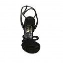 Sandale pour femmes avec courroie à la cheville en daim noir talon 11 - Pointures disponibles:  34, 42, 43, 46, 47