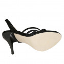 Sandalia para mujer con cinturon al tobillo en gamuza negra tacon 11 - Tallas disponibles:  34, 42, 43, 46, 47