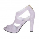 Chaussure ouverte pour femmes avec fermeture éclair en daim violet glycine talon 10 - Pointures disponibles:  42, 43