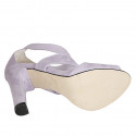 Woman's open shoe with zipper in wisteria purple suede heel 10 - Available sizes:  42, 43