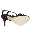Woman's sandal in black leather with crossed strap heel 11 - Available sizes:  42, 43