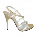 Sandale pour femmes en cuir or et argent avec courroie croisé talon 11 - Pointures disponibles:  42, 43, 44, 46