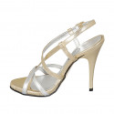 Sandale pour femmes en cuir or et argent avec courroie croisé talon 11 - Pointures disponibles:  42, 43, 46
