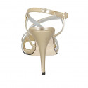 Sandale pour femmes en cuir or et argent avec courroie croisé talon 11 - Pointures disponibles:  42, 43, 46