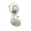 Sandale pour femmes en cuir or et argent avec courroie croisé talon 11 - Pointures disponibles:  42, 43, 46
