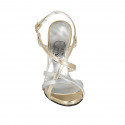 Sandalo in pelle oro e argento con cinturino incrociato tacco 11 - Misure disponibili: 42, 43, 44, 46