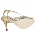 Woman's sandal in golden and silver leather with crossed strap heel 11 - Available sizes:  42, 43, 44, 46