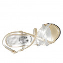 Sandale pour femmes en cuir or et argent avec courroie croisé talon 11 - Pointures disponibles:  42, 43, 44, 46