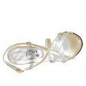 Sandale pour femmes en cuir or et argent avec courroie croisé talon 11 - Pointures disponibles:  42, 43, 46