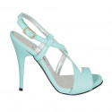 Woman's sandal in mint green leather with crossed strap heel 11 - Available sizes:  32, 33, 34, 42, 43, 44, 45