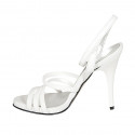 Sandale pour femmes en cuir blanc avec courroie à la cheville talon 11 - Pointures disponibles:  42, 43, 44, 45