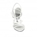 Woman's sandal with ankle strap in white leather heel 11 - Available sizes:  42, 43