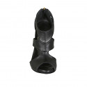 Zapato abierto para mujer con cremallera y platforma en piel negra tacon 10 - Tallas disponibles:  42