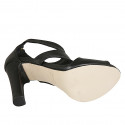 Chaussure ouverte pour femmes avec fermeture eclair et plateau en cuir noir talon 10 - Pointures disponibles:  42