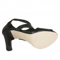 Woman's open shoe with zipper and platform in black leather heel 10 - Available sizes:  42