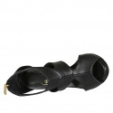 Chaussure ouverte pour femmes avec fermeture eclair et plateau en cuir noir talon 10 - Pointures disponibles:  42