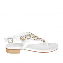Sandale entredoigt pour femmes avec strass en cuir blanc talon 2 - Pointures disponibles:  32